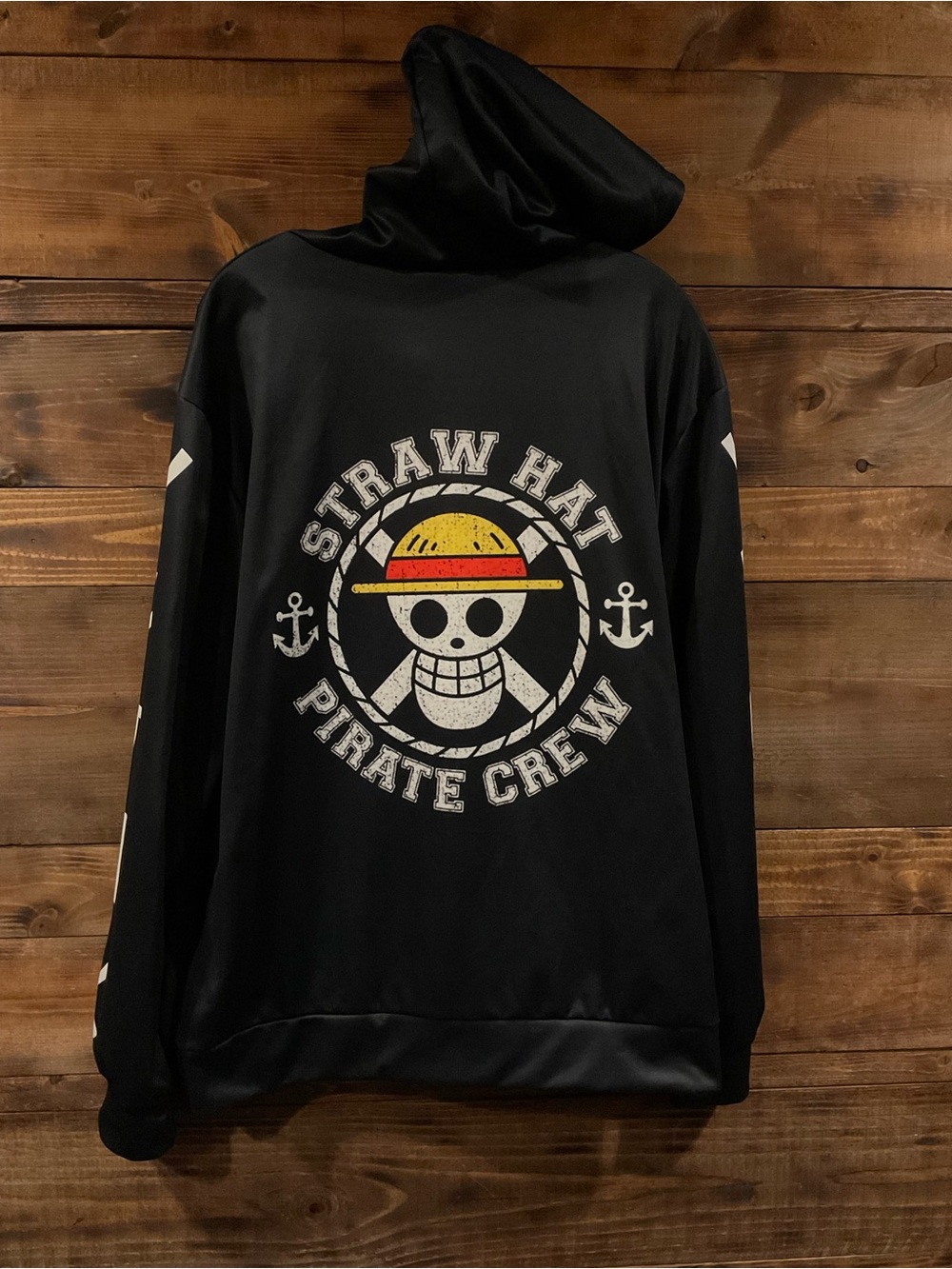 ONE PIECE Luffy Straw Hat Pirate Crew Black Hoodie Anime Large MENS WOMENS LG - Picture 5 of 8